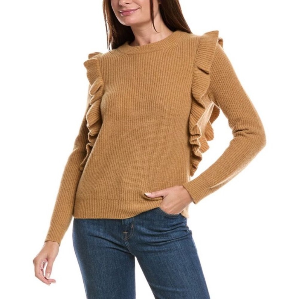 The Cashmere Project Shaker Ruffle 100%  Cashmere Sweater | XS